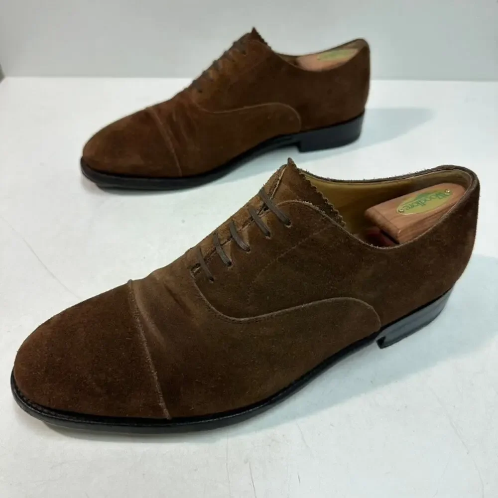NEW HEELS Morjas The Oxford Snuff Suede Cap Toe Handmade in Spain EUC US 11.5